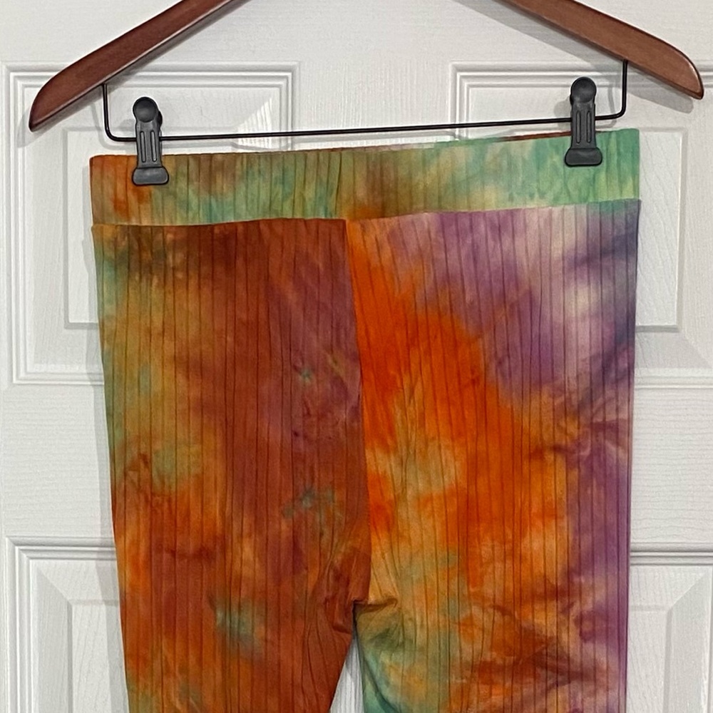 Ellie & Kate Crop Top & Leggings Sweatsuit Set Tie Dye Women’s Large Rainbow - Picture 6 of 13